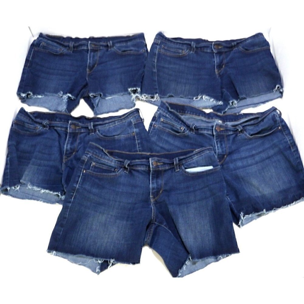 LEVIS blue jean denim cut off shorts set of 5 various lengths woman's size 29